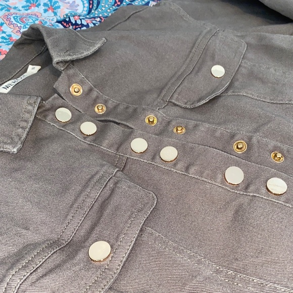 Mebon Army Green Crop Gold Button up Jacket - Picture 3 of 4